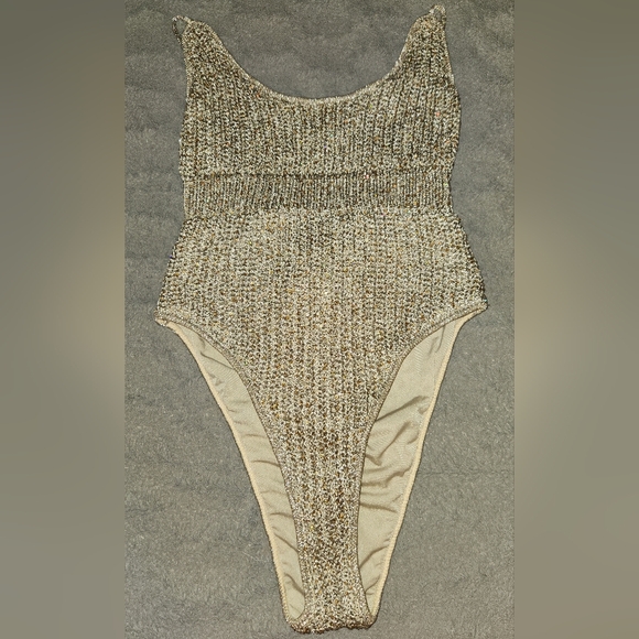Missguided Other - PRICE DROP! LIMITED TIME NWT!! MISSGUIDED PREMIUM METALLIC KNIT SCOOP SWIMSUIT !